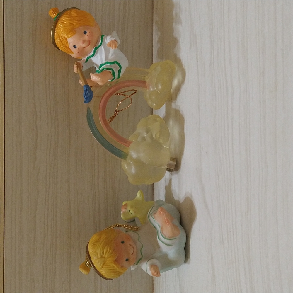 Vintage 84' & 1985 Hallmark Keepsake Christmas Rainbow Clouds Light Up Ornament